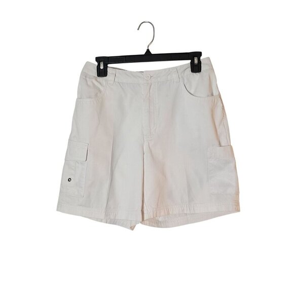 Caribbean Joe Women's White Bermuda Shorts with Patch Pockets Jean Style Size 8 - Picture 1 of 11